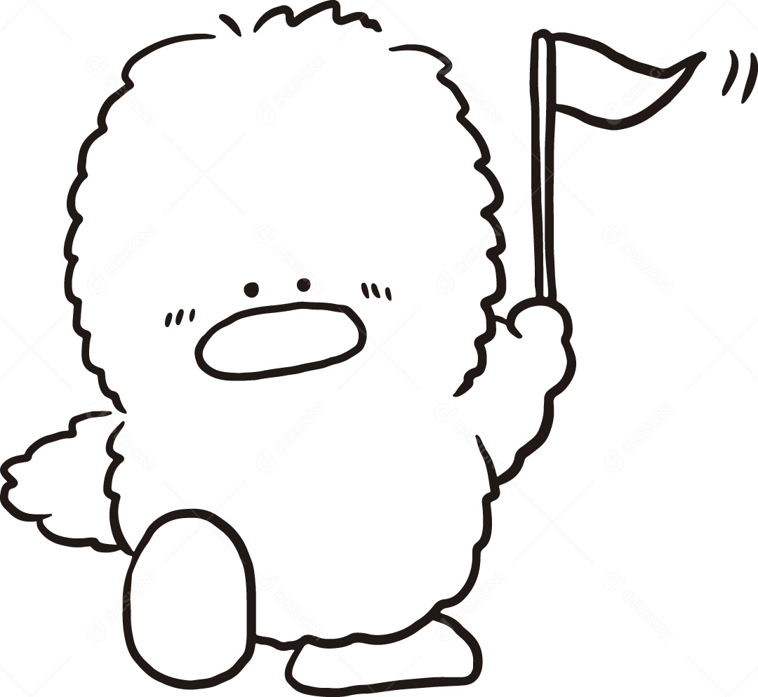 Desenho para Colorir Animal Segurando Bandeira Ilustração Vetor EPS