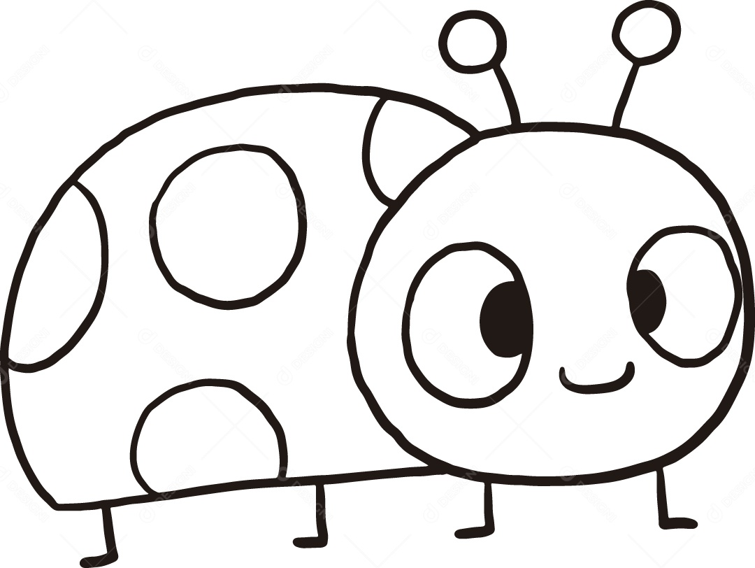 Desenho para Colorir Joaninha Ilustração Vetor EPS