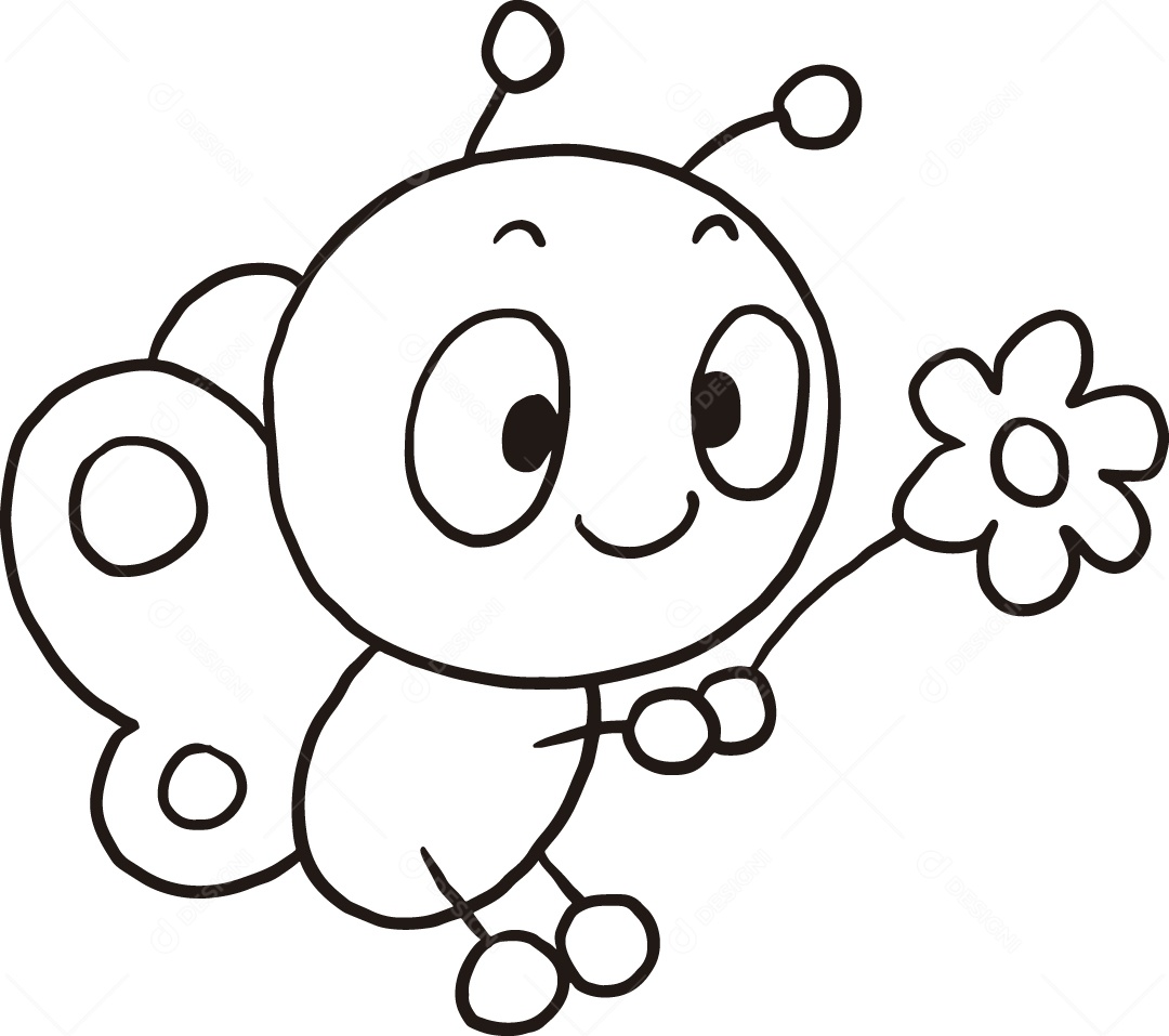 Desenho para Colorir Borboleta Ilustração Vetor EPS