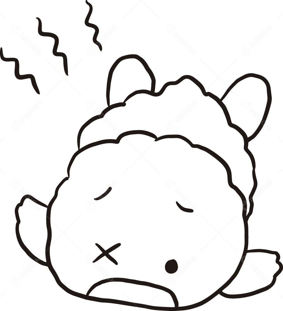 Desenho para Colorir Mascote Angustiado Ilustração Vetor EPS