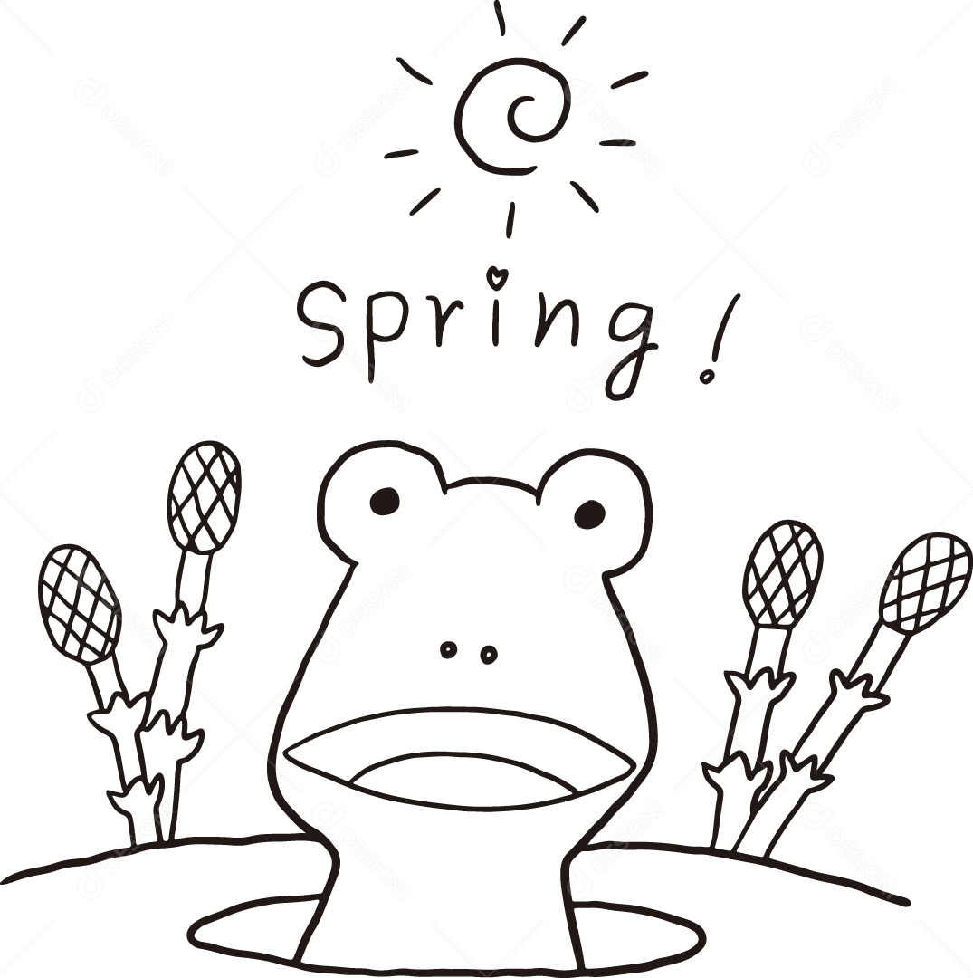 Desenho para Colorir Sapo Ilustração Vetor EPS