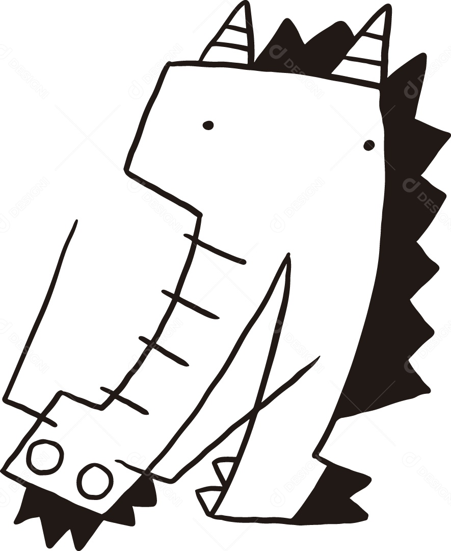 Desenho para Colorir Dragão Ilustração Vetor EPS