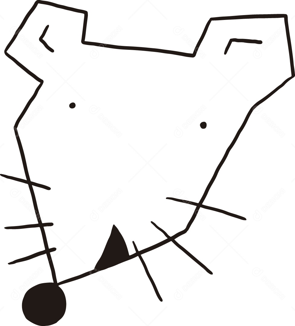 Desenho para Colorir Cabeça de Rato Ilustração Vetor EPS