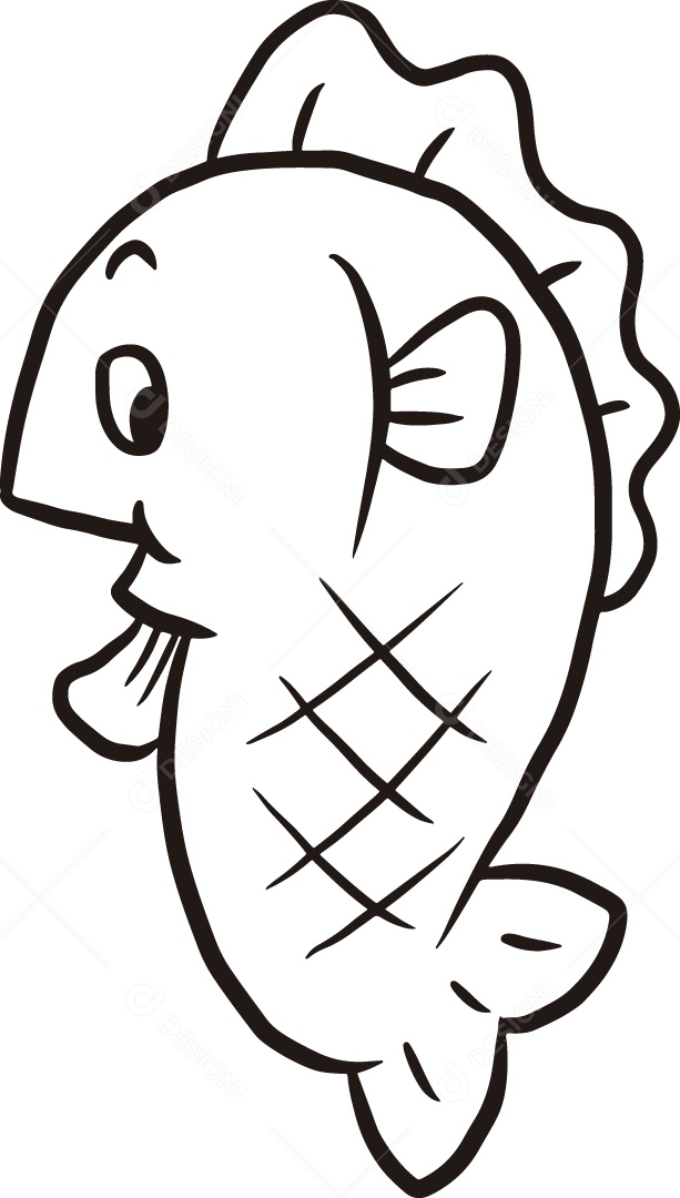 Desenho para Colorir Peixe Ilustração Vetor EPS