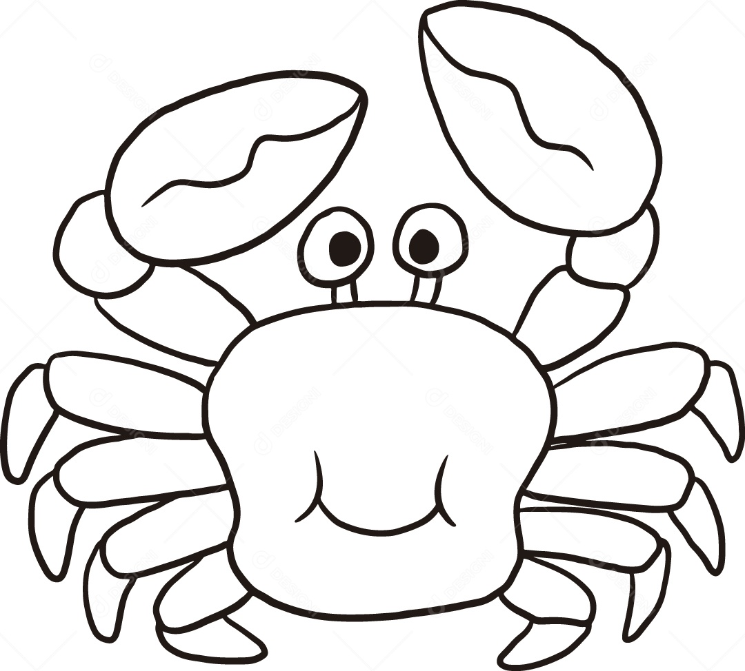 Desenho para Colorir Carangueijo Ilustração Vetor EPS