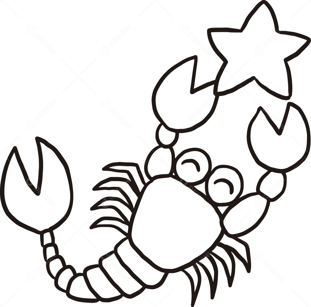 Desenho para Colorir Carangueijo Ilustração Vetor EPS