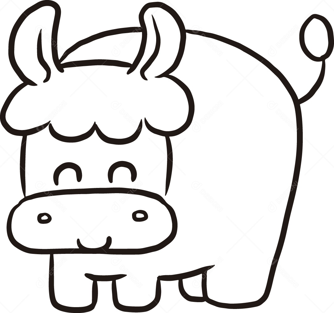 Desenho para Colorir Vaca Ilustração Vetor EPS