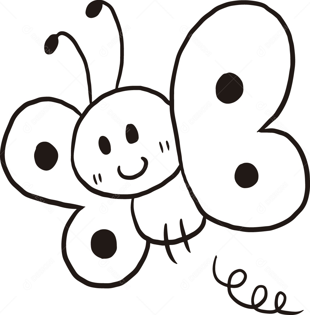 Desenho para Colorir Borboleta Ilustração Vetor EPS