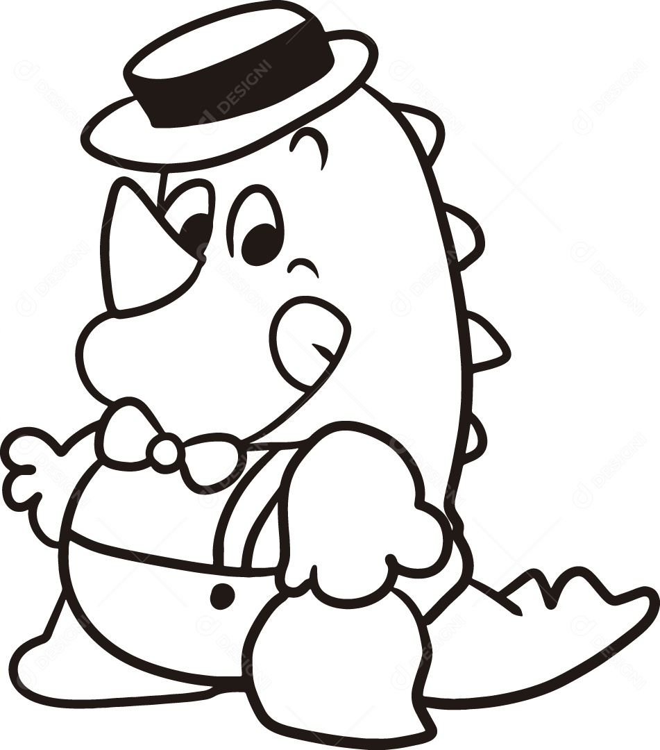 Desenho para Colorir Dinossauro Ilustração Vetor EPS