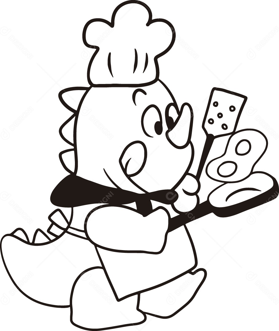 Desenho para Colorir Dinossauro Ilustração Vetor EPS