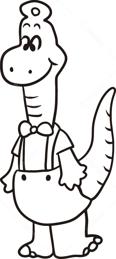 Desenho para Colorir Dinossauro Ilustração Vetor EPS