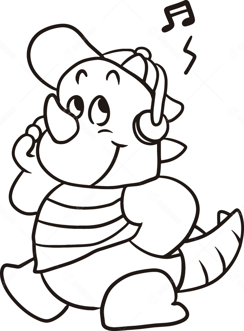 Desenho para Colorir Rinoceronte Ilustração Vetor EPS