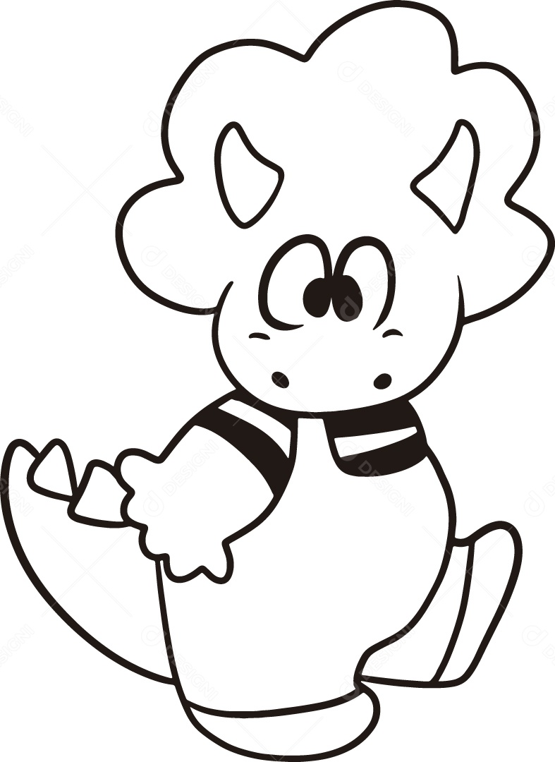 Desenho para Colorir Dinossauro Ilustração Vetor EPS