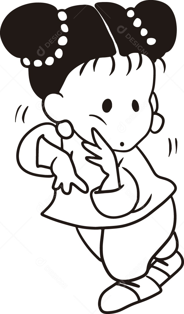 Desenho para Colorir de Menina Bela Ilustração Vetor EPS