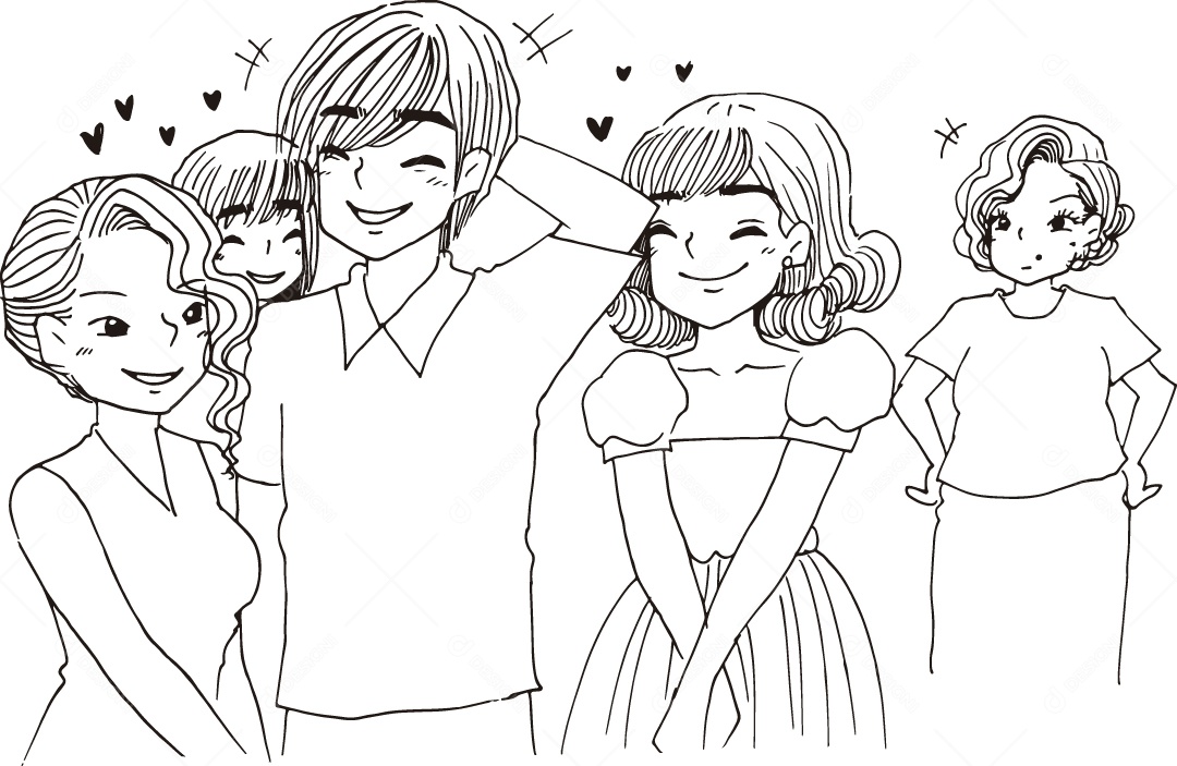 Desenho para Colorir de Jovem Arrodiado de Jovens Ilustração Vetor EPS