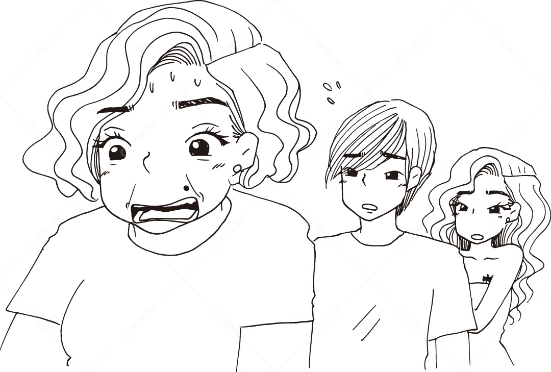 Desenho para Colorir de Sogra e Casal Ilustração Vetor EPS