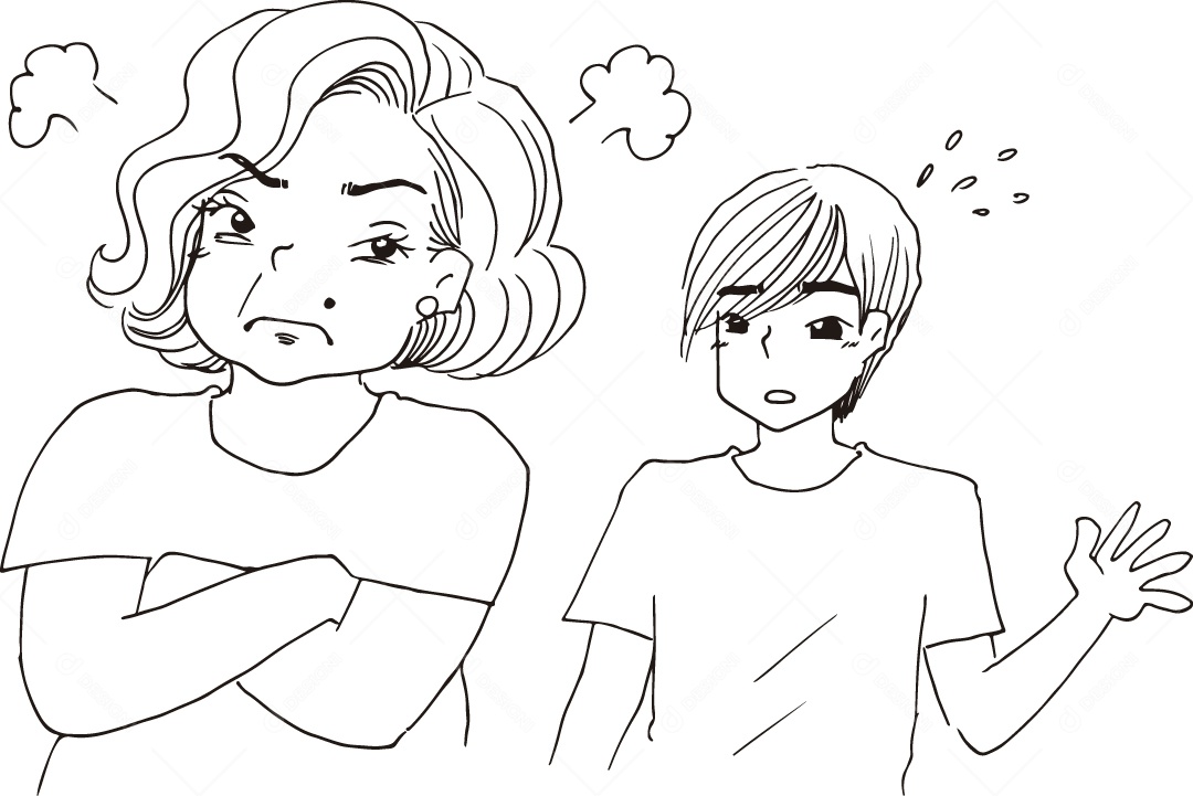 Desenho para Colorir de Mãe Brava com Filho Ilustração Vetor EPS