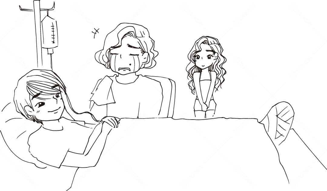 Desenho para Colorir de Pessoas no Hospital Ilustração Vetor EPS