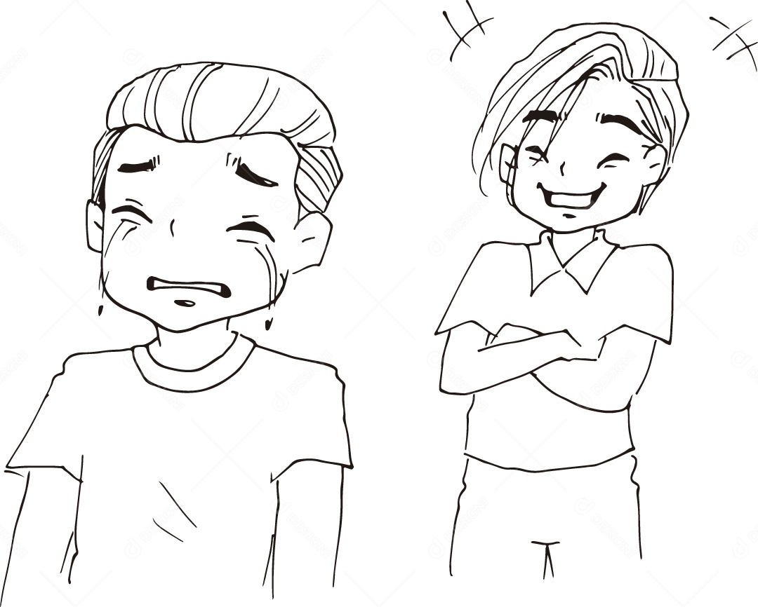 Desenho para Colorir de Criança Chorando com a Mãe Ilustração Vetor EPS