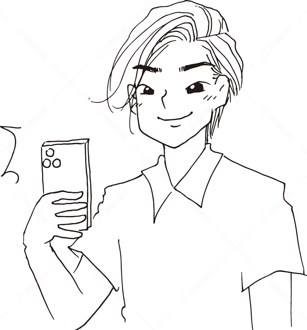 Desenho para Colorir de Rapaz Tirando Foto Ilustração Vetor EPS