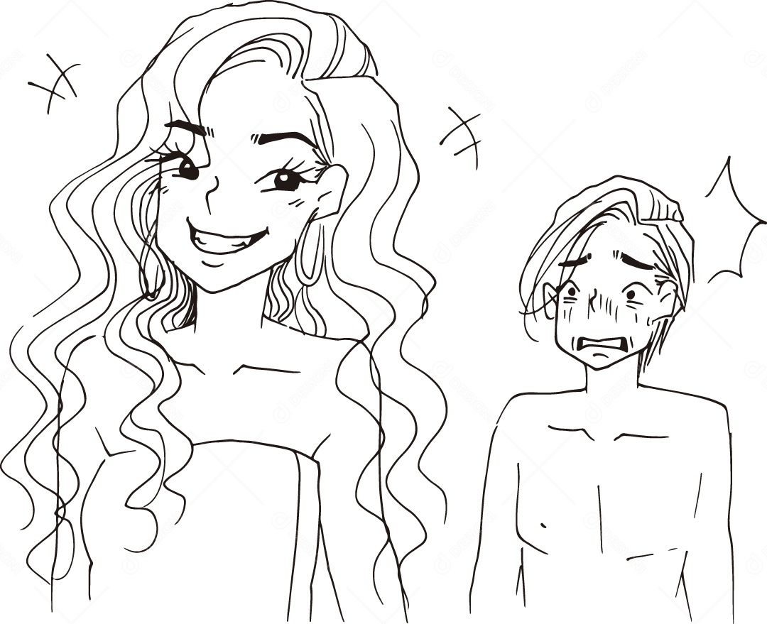 Desenho para Colorir de Casal Conversando Ilustração Vetor EPS