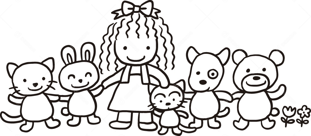 Desenho para Colorir de Criança com Muitos Brinquedos Ilustração Vetor EPS