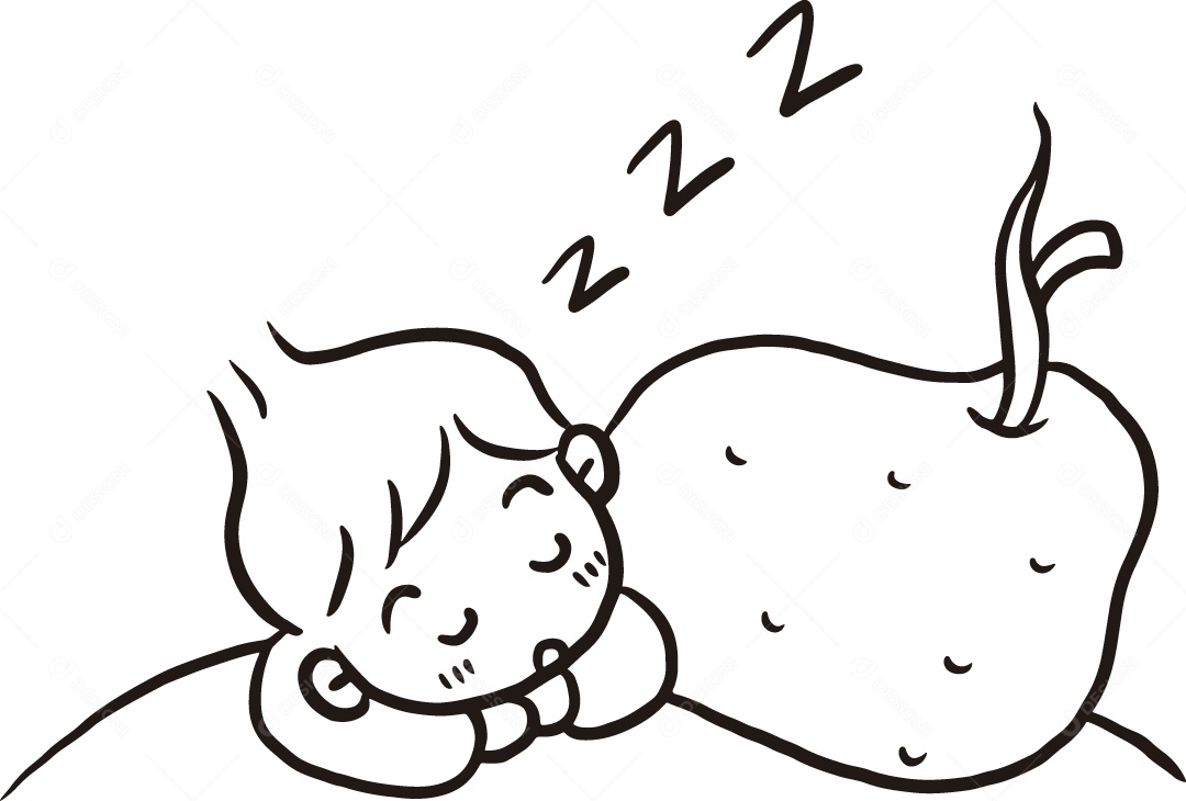 Desenho para Colorir de Bebê Dormindo Ilustração Vetor EPS