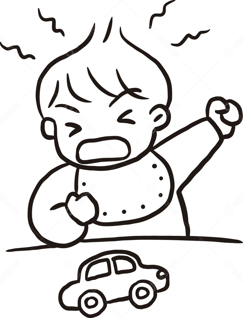 Desenho para Colorir de Bebê Gritando Ilustração Vetor EPS