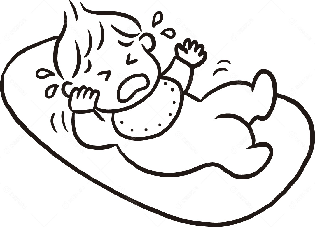 Desenho para Colorir de Bebê Ilustração Vetor EPS