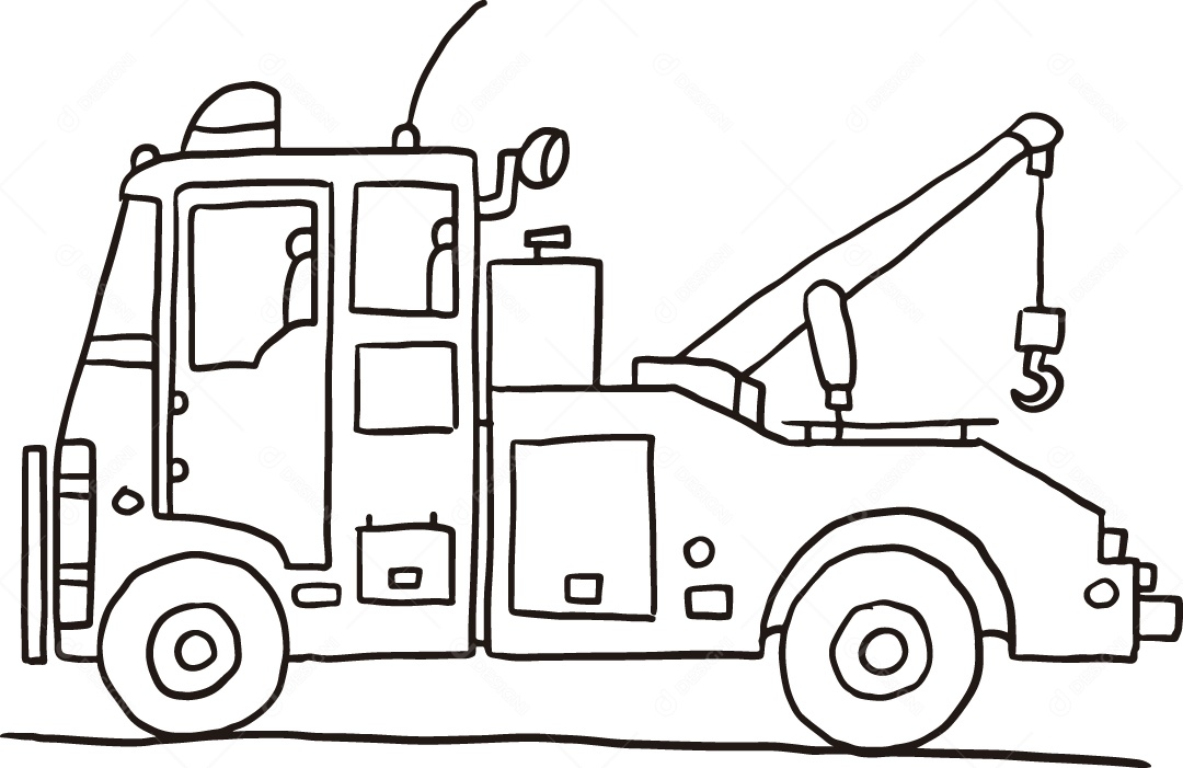 Desenho para Colorir de Caminhão de Bombeiros Ilustração Vetor EPS