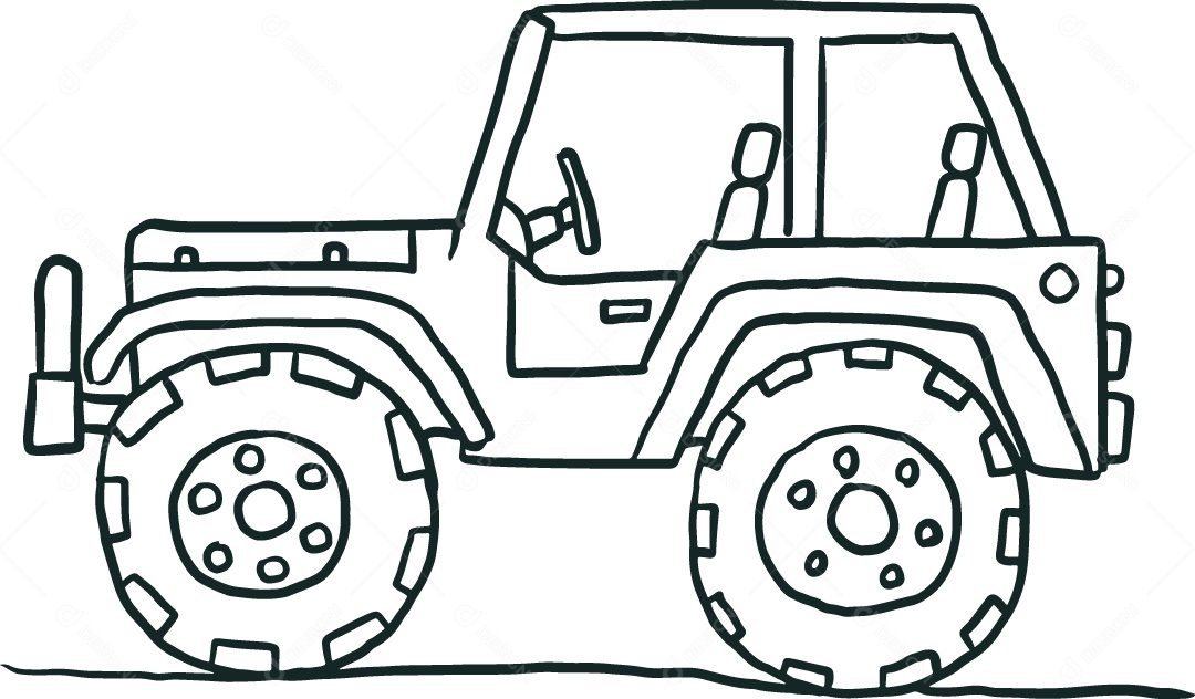 Desenho para Colorir de Carro Ilustração Vetor EPS