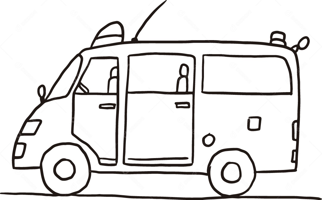 Desenho para Colorir de Van Ilustração Vetor EPS