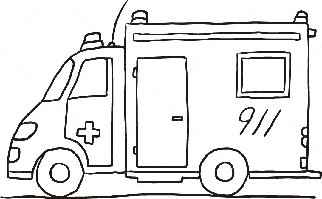 Desenho para Colorir de Ambulância Ilustração Vetor EPS