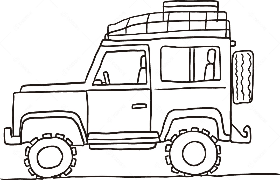 Desenho para Colorir de Carro Ilustração Vetor EPS