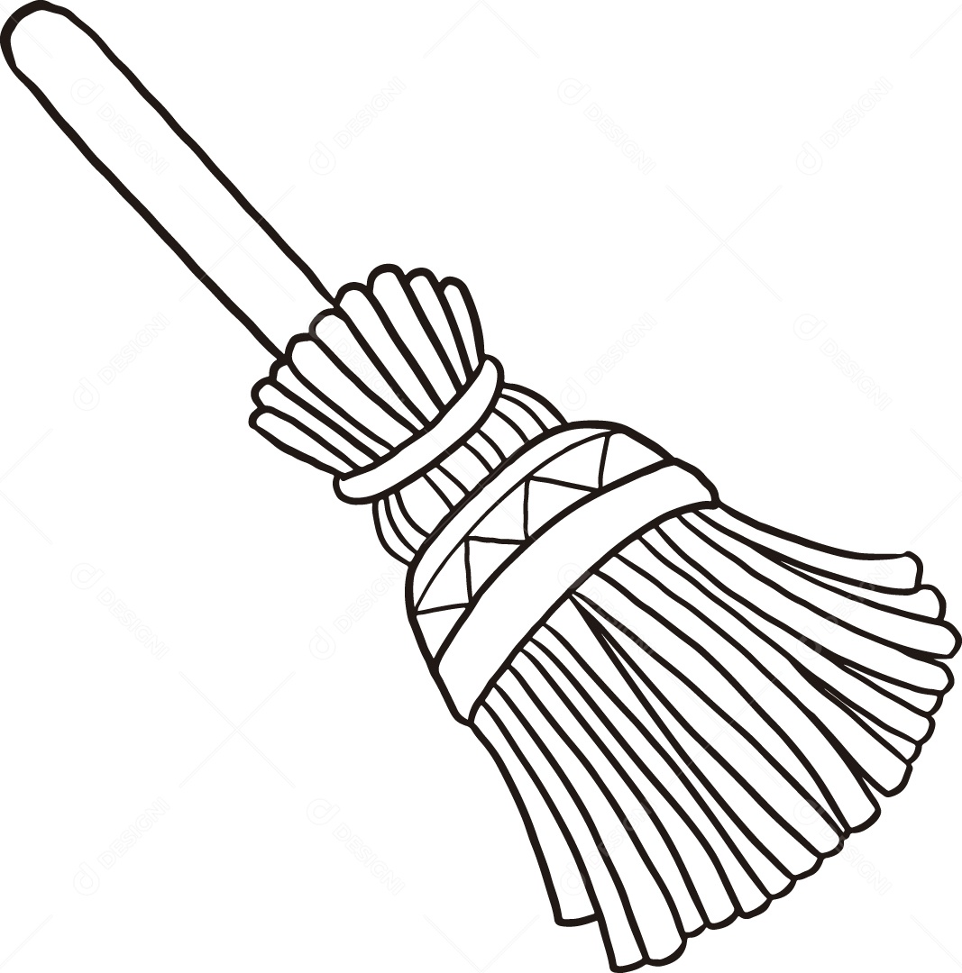 Desenho para Colorir de Vassoura Ilustração Vetor EPS