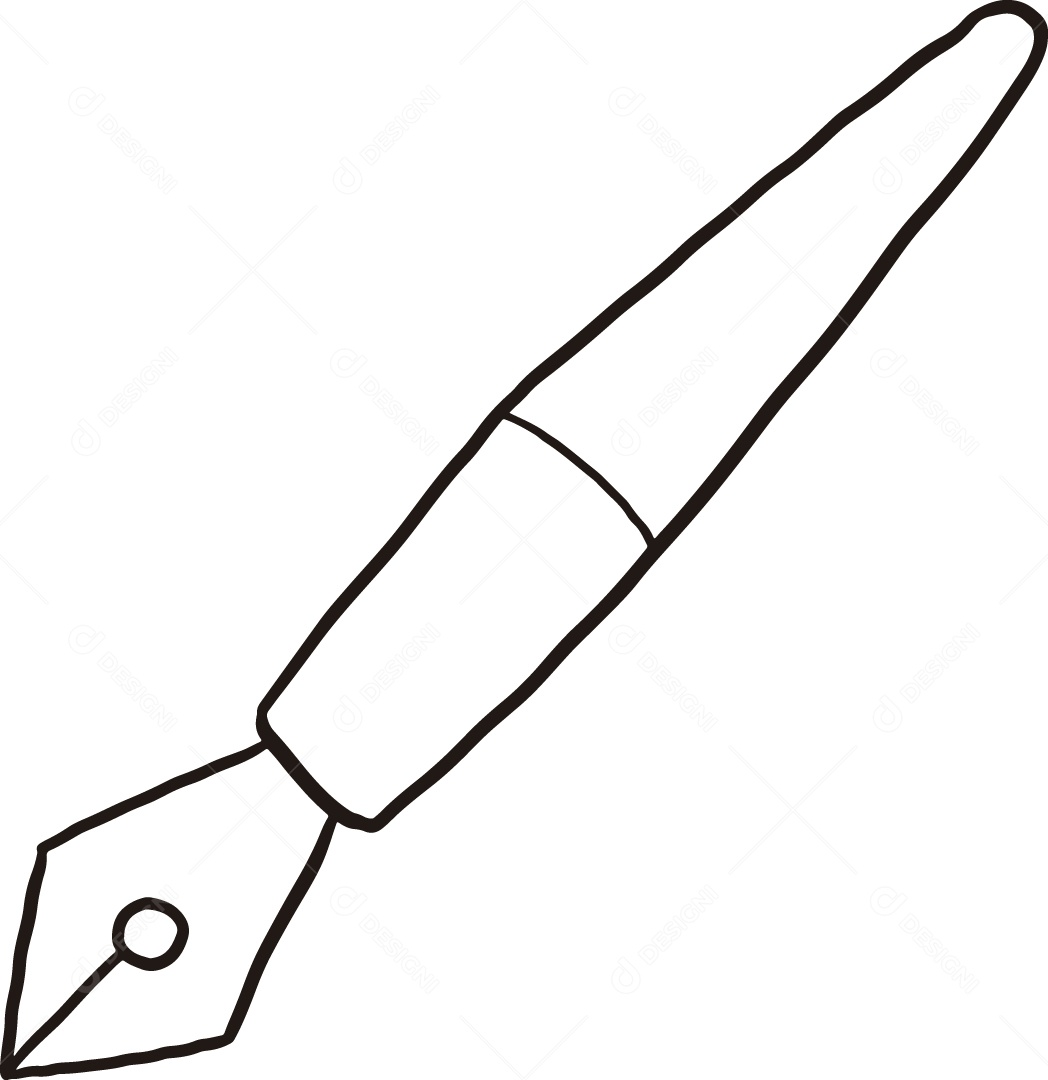 Desenho para Colorir de Caneta Tinteiro Ilustração Vetor EPS