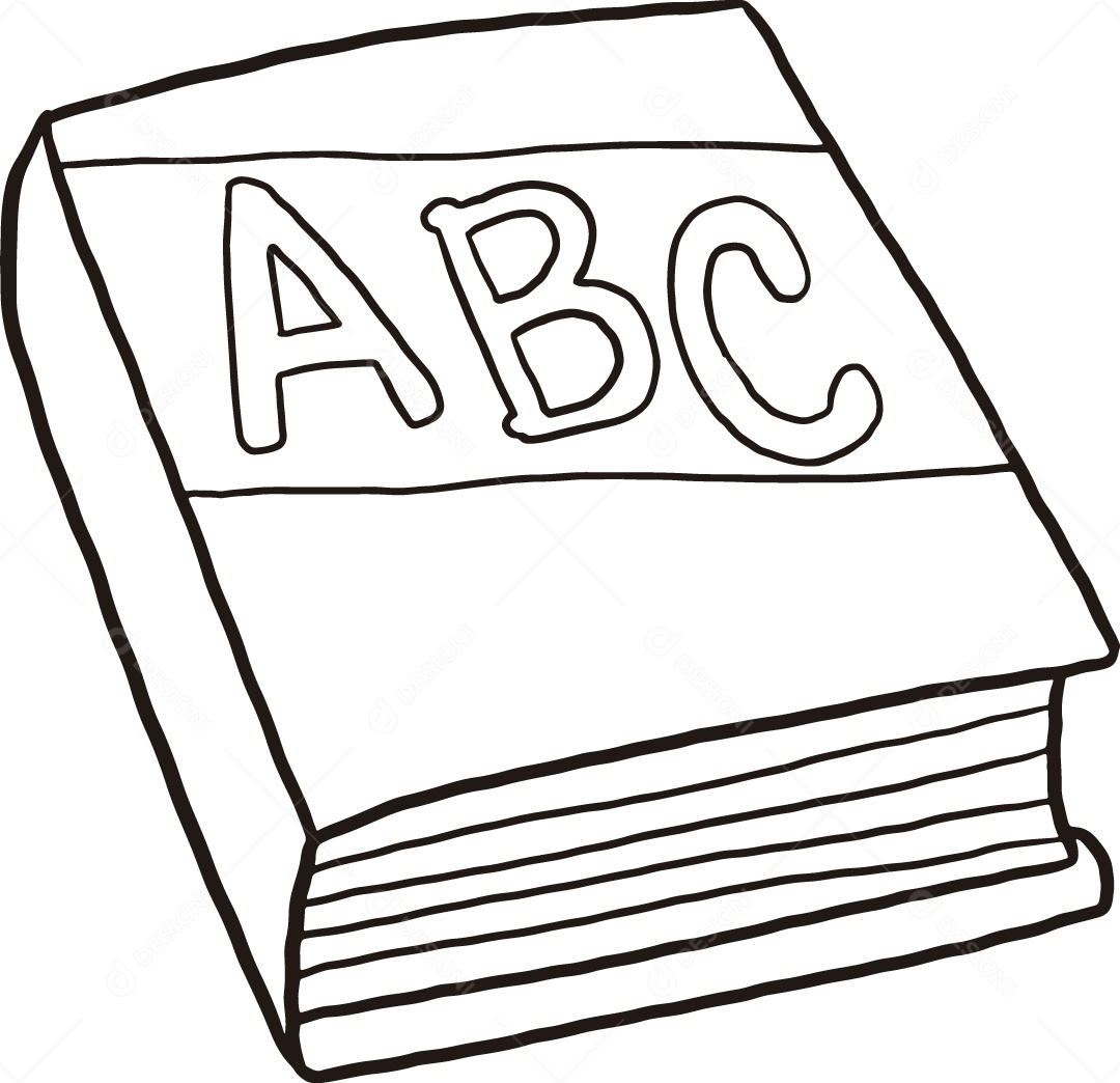 Desenho para Colorir de Livro do ABC Ilustração Vetor EPS