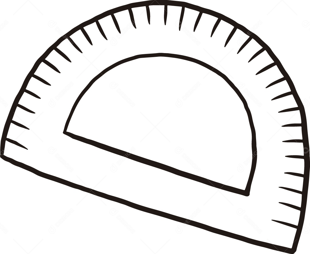 Desenho para Colorir de Ferramenta Transferidor para Traçar e Medir o Ângulo Ilustração Vetor EPS