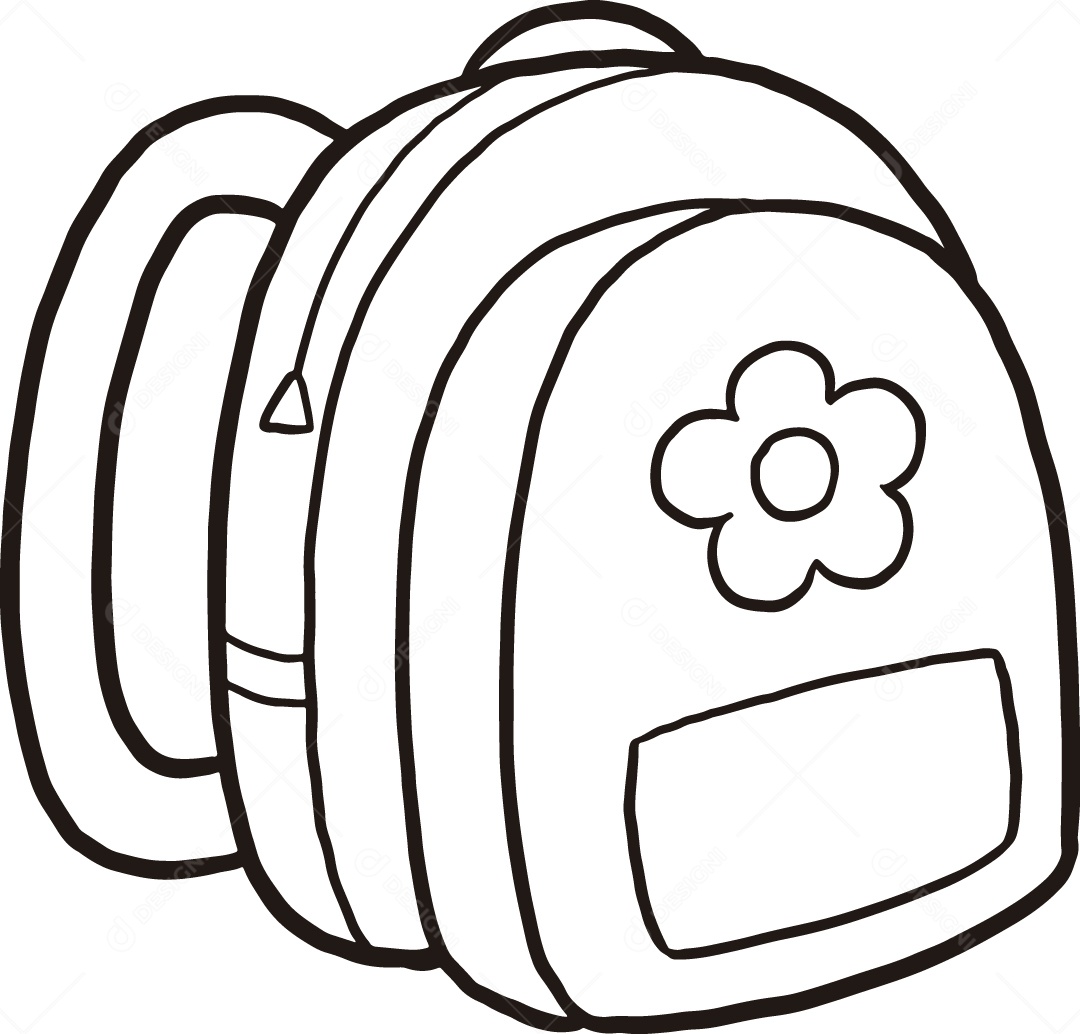 Desenho para Colorir de Mochila Ilustração Vetor EPS