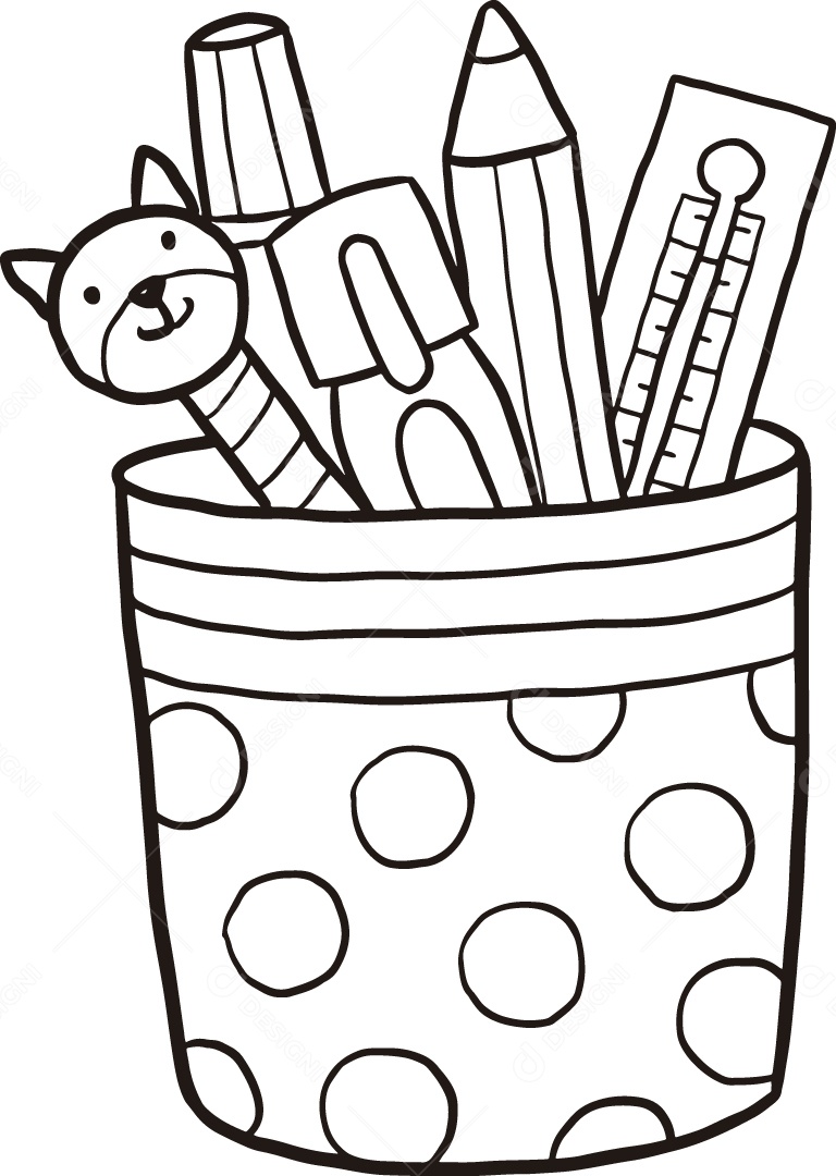 Desenho para Colorir de Objetos Ilustração Vetor EPS