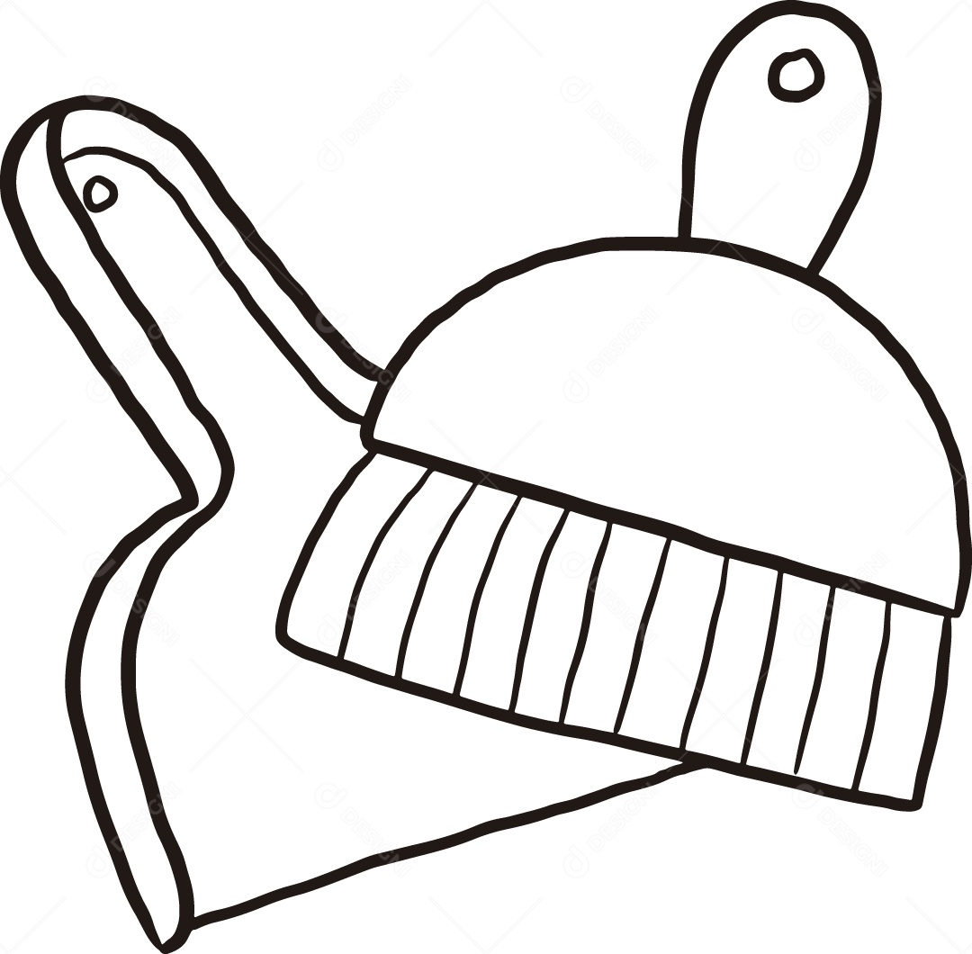 Desenho para Colorir de Pá de Lixo Ilustração Vetor EPS