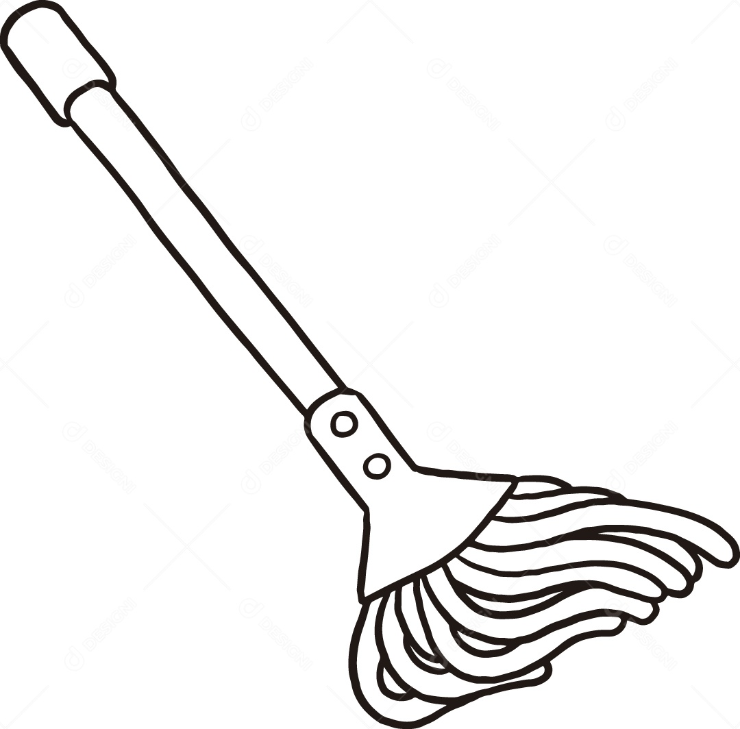 Desenho para Colorir de Esfregão Ilustração Vetor EPS