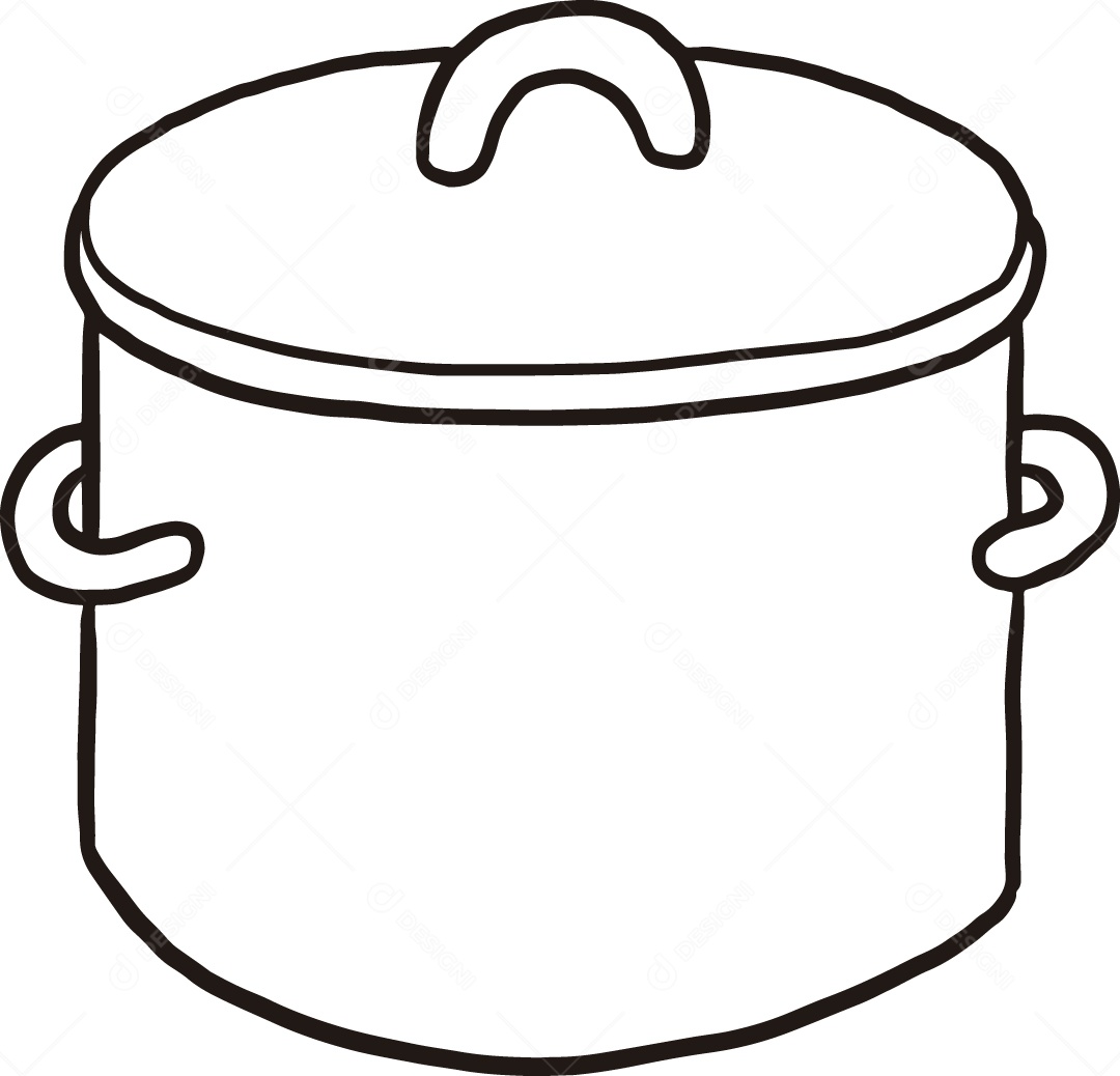 Desenho para Colorir de Panela Ilustração Vetor EPS