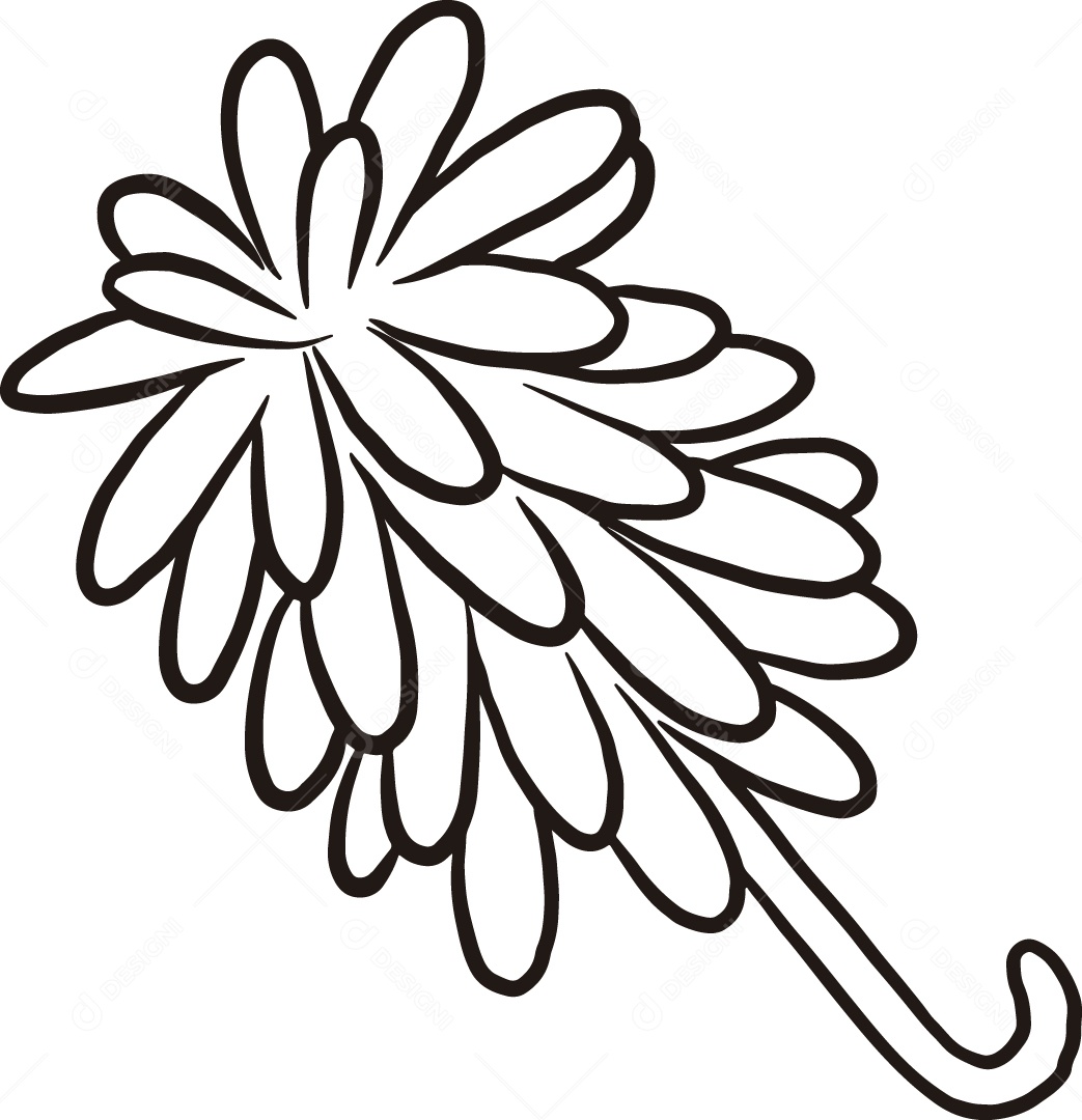 Desenho para Colorir de Guarda Chuva Ilustração Vetor EPS