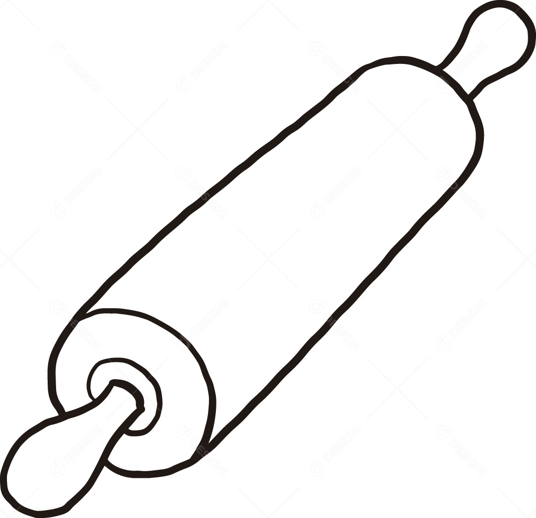 Desenho para Colorir de Rolo de Massa Ilustração Vetor EPS