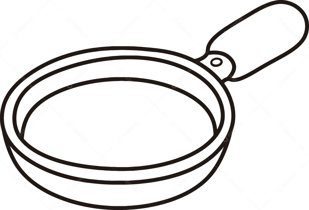 Desenho para Colorir de Frigideira Ilustração Vetor EPS