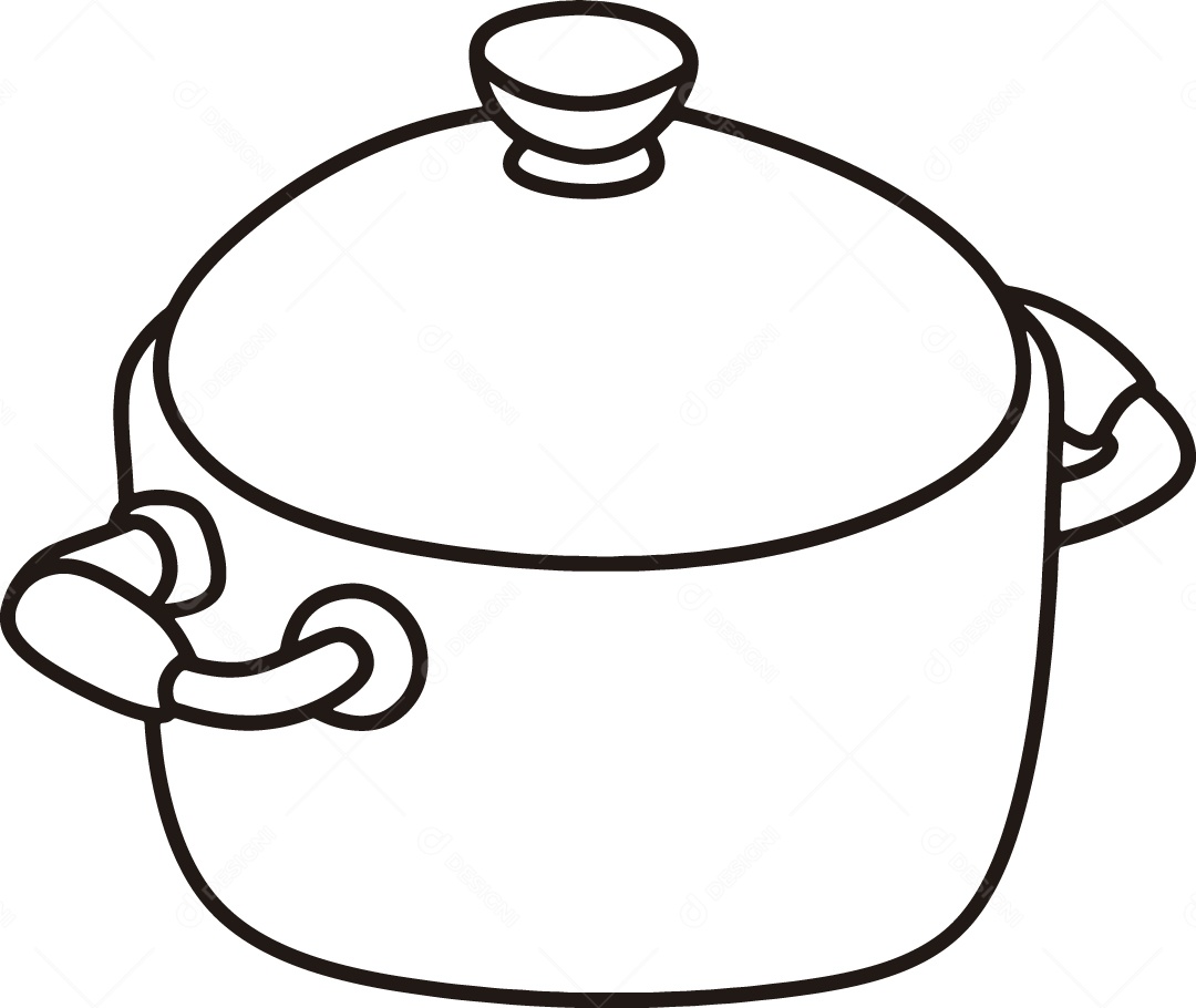 Desenho para Colorir de Panela Ilustração Vetor EPS