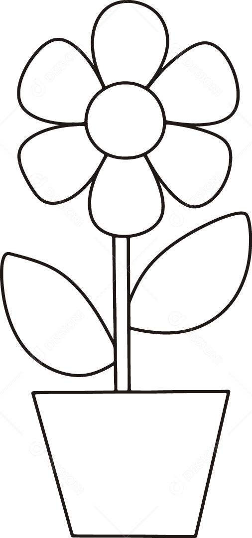 Desenho para Colorir de Flor Ilustração Vetor EPS