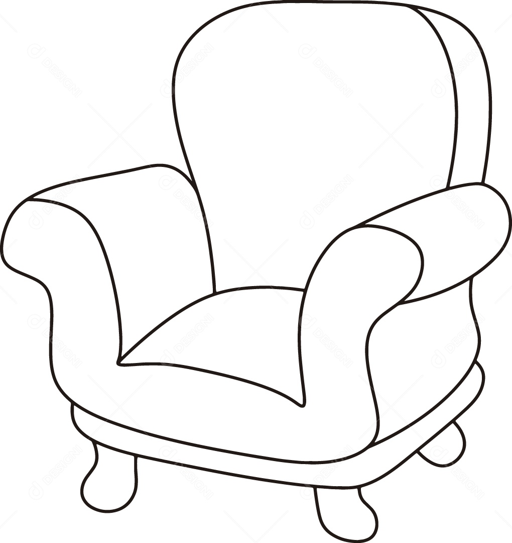 Desenho para Colorir de Poltrona Ilustração Vetor EPS