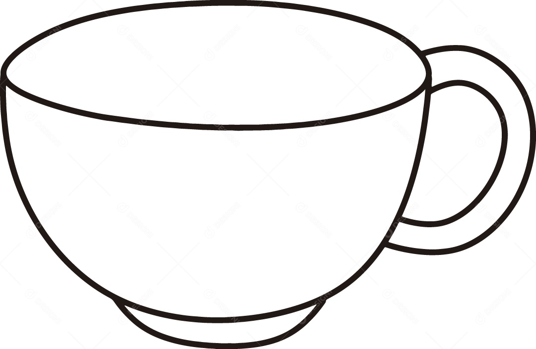 Desenho para Colorir de Xícara Ilustração Vetor EPS